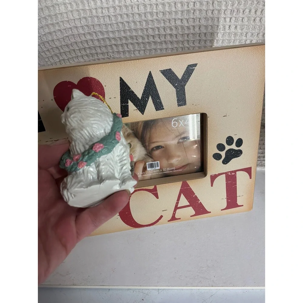 Farmhouse Unisex Green Tree Gallery I Love My Cat Photo Frame 6x4 Cream Red